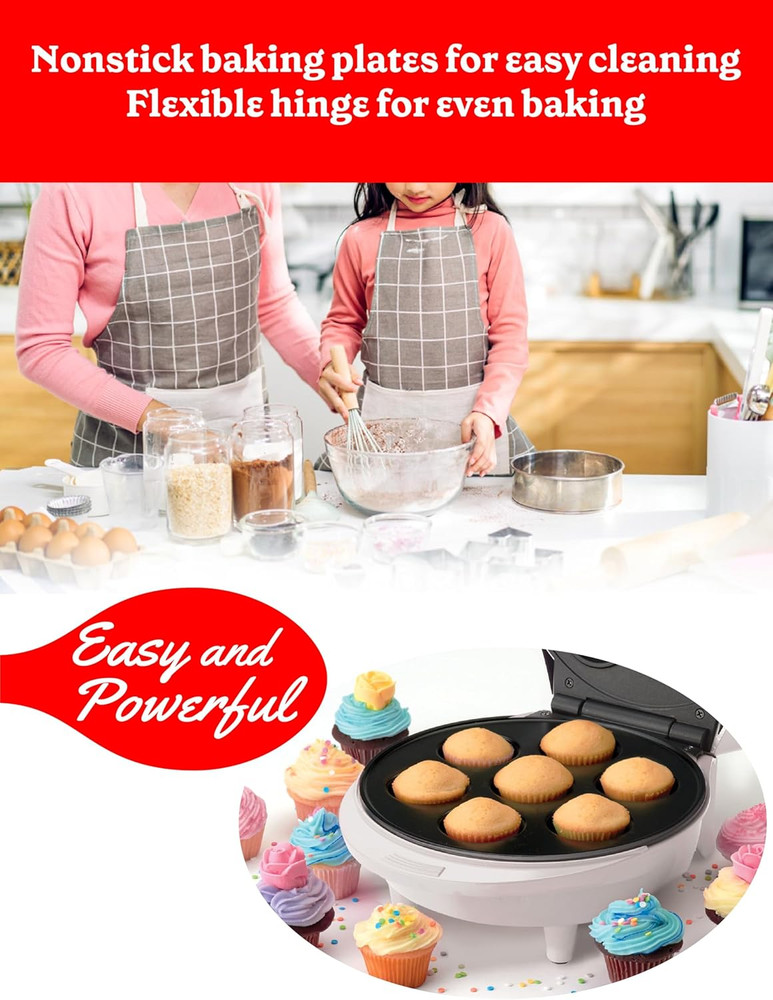 Mini Cupcake Factory, with Nonstick Surface, Mini Cupcake Machine with Cool Touc