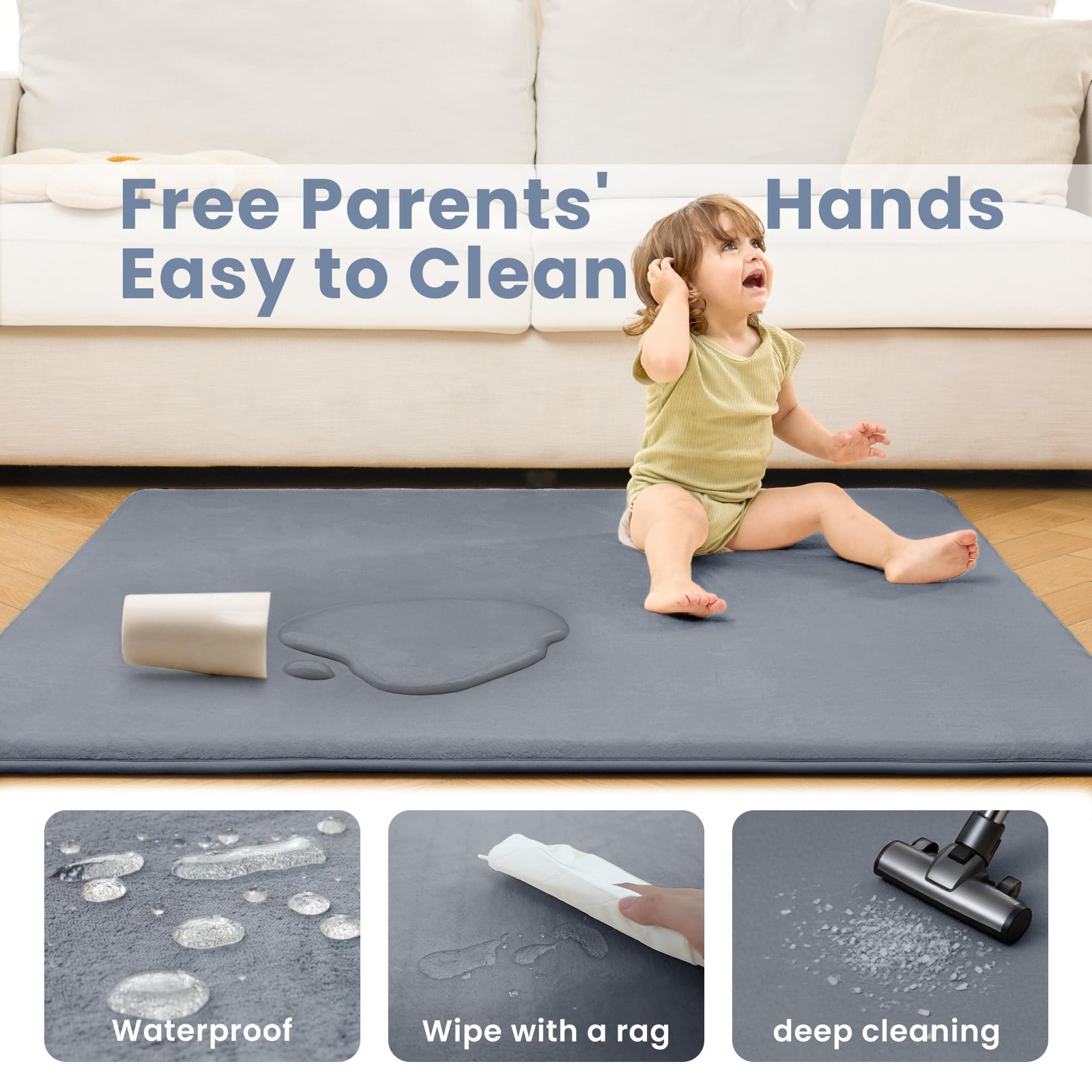 59x79 1.2" Thick Large Memory Foam Baby Play Mat Non Slip Newborn Play Carpet