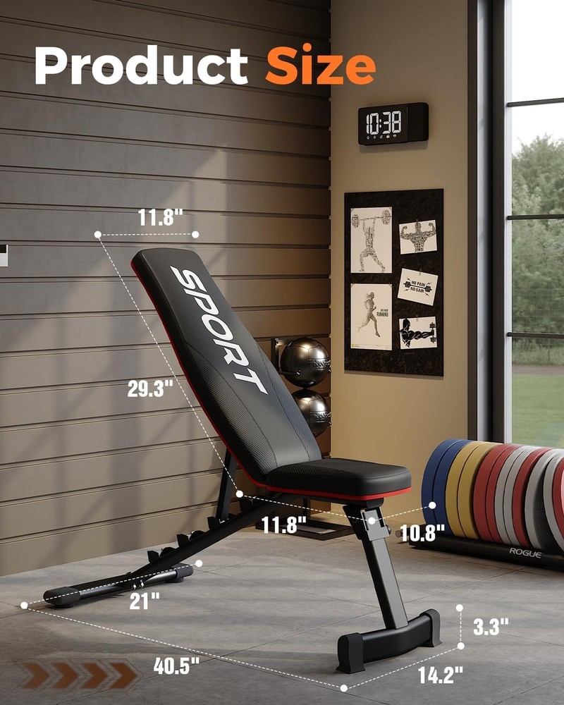 Adjustable Weight Bench Sit Up Bench Foldable Workout Bench with 5 Backrests