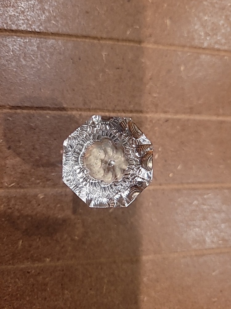 CAL CRYSTAL M13/32 Octagonal Glas Crystal Knobs With Polished Satin Nickel Base