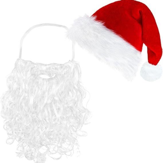 Christmas Beard and Santa Hat Set