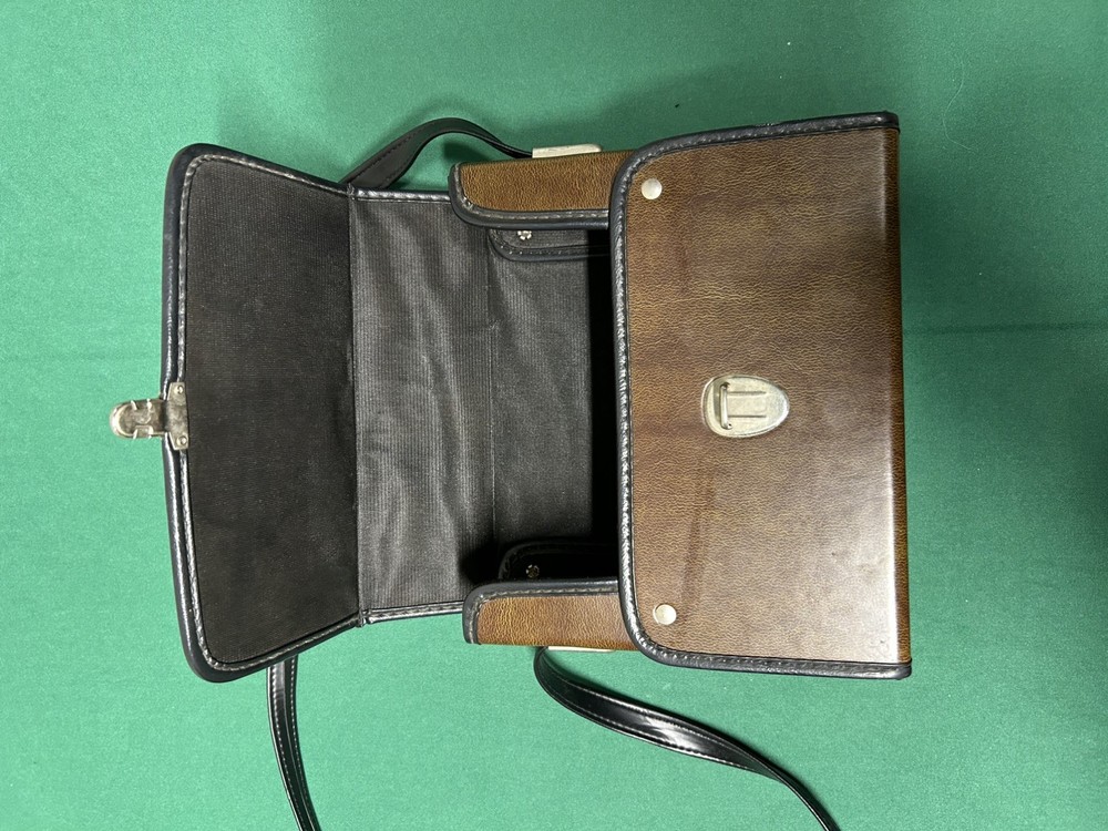 Vintage BUSHNELL Rigid Leather Binoculars Hardcase w/ Push-Button Clasp + Strap