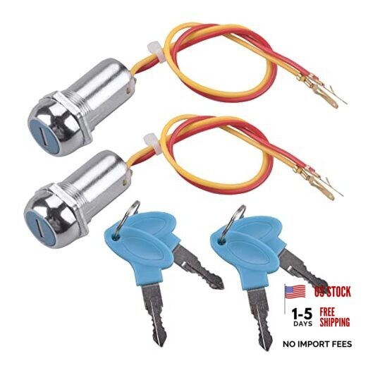 2 Pack 2 Wires Ignition Switch Key Starter Switch with 4 Keys ​On-Off for