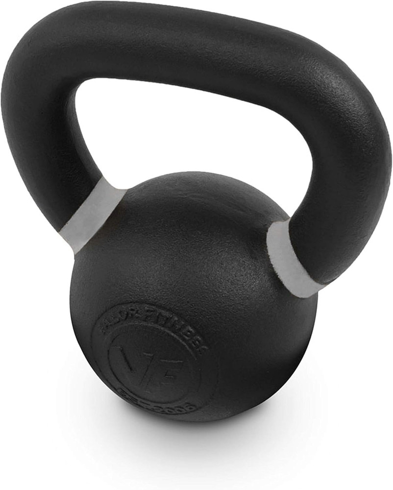 Premium Cast Iron Kettlebells Powder Coated Kettle Bell Weights - Includes LB an