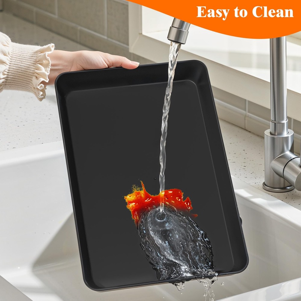 SpaceTrove 10-Pack Serving Tray Set, Reusable Plastic Serving Platter for Par...