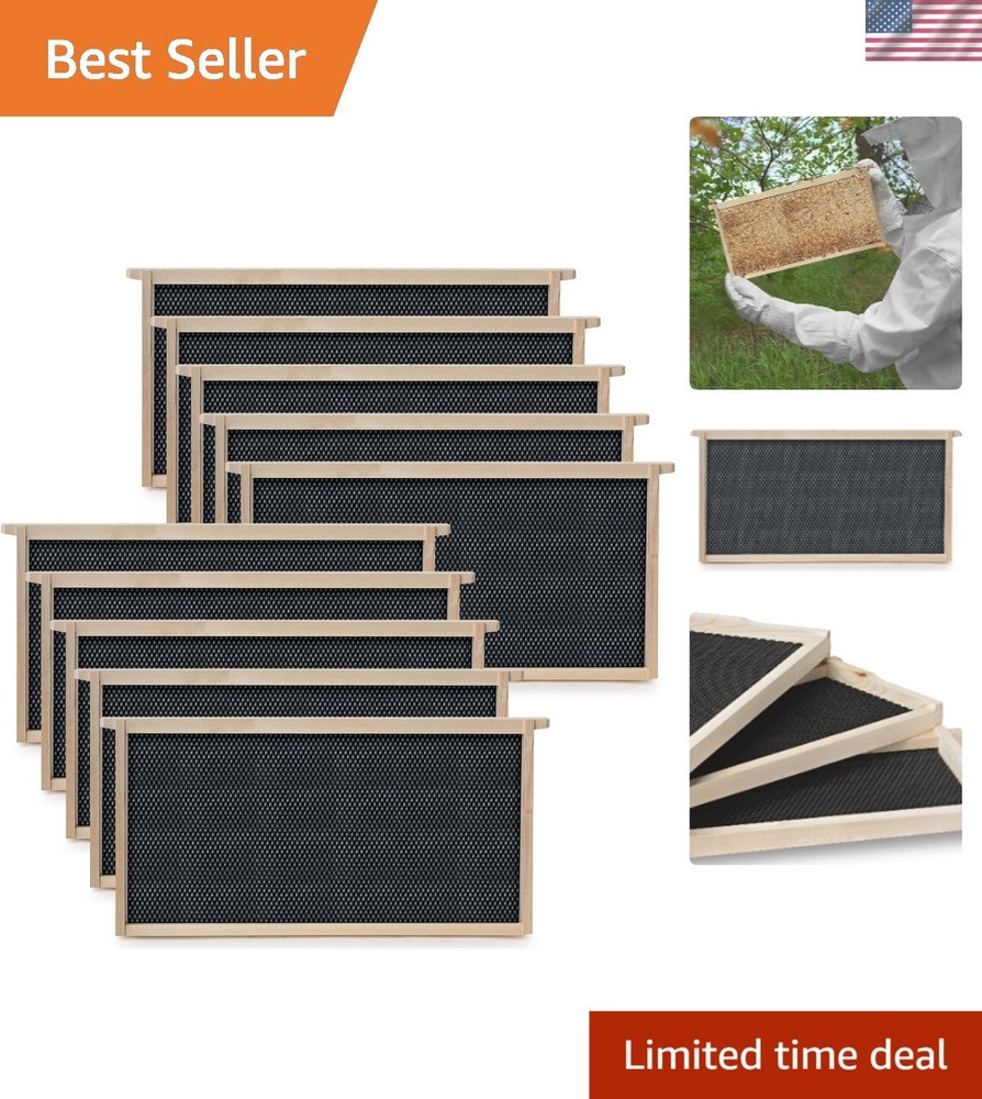 10-Pack Beehive Deep Frame Kit for Langstroth Beekeeping - Unassembled & Durable