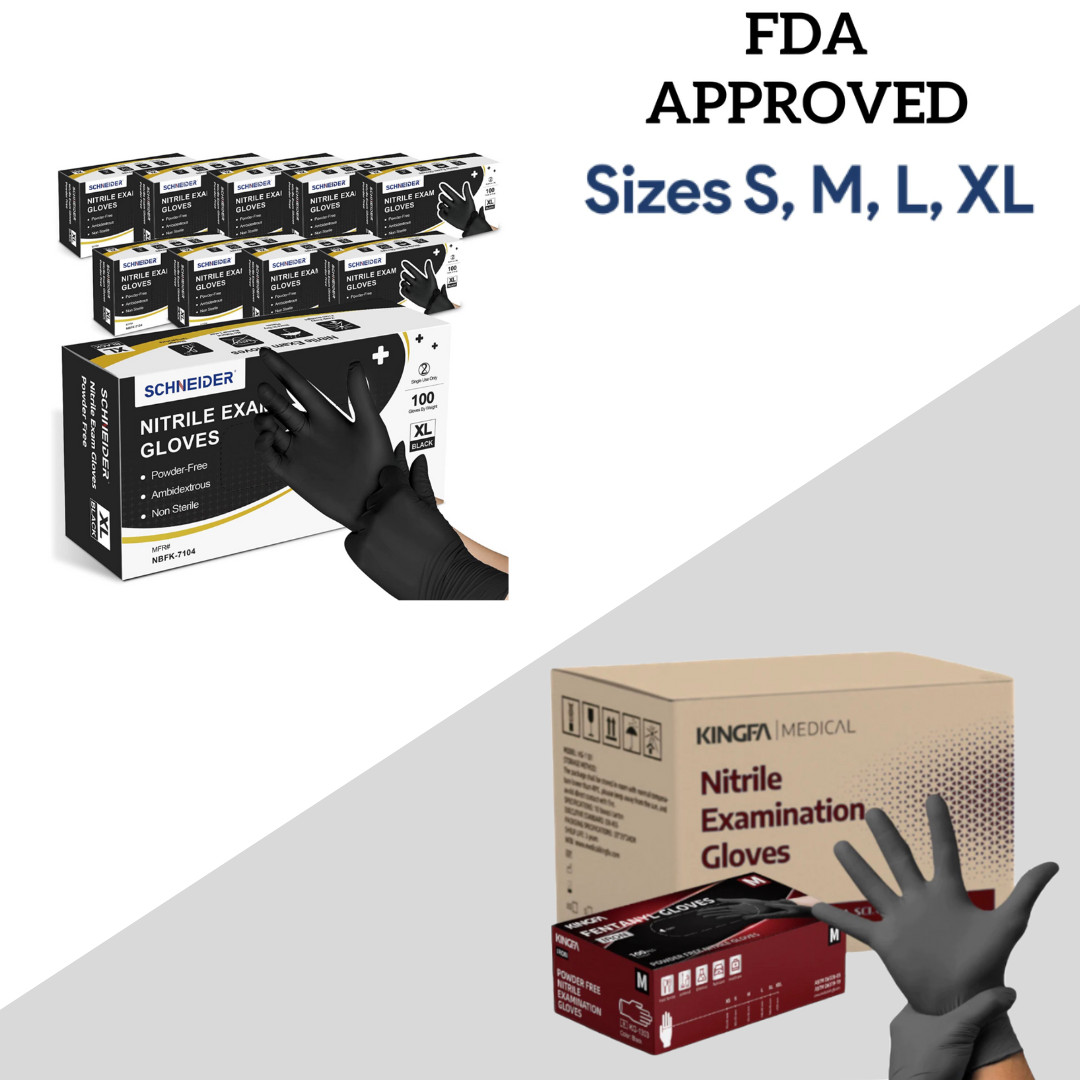 Black Industrial Disposable Nitrile Gloves 4 & 5 Mil Latex & Powder Free