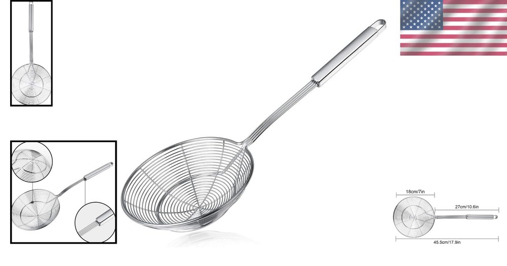 Dishwasher Safe Spider Skimmer with Comfortable Handle for Effortless Straining