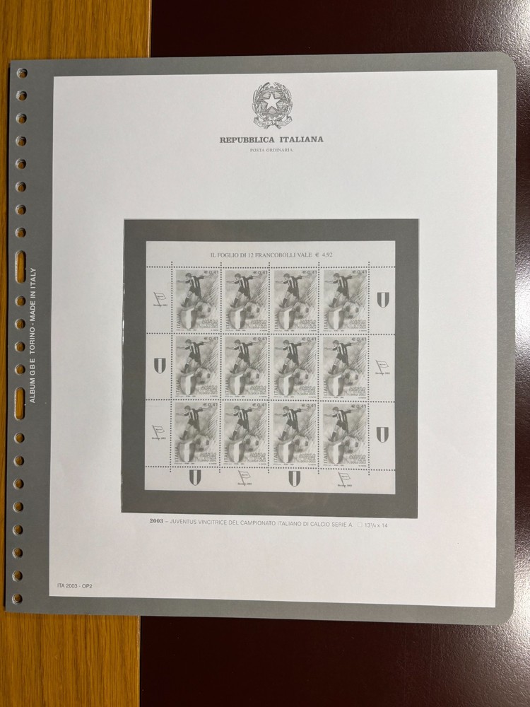 Album GBE BOLAFFI - Italy 2003 - Page for Minifoglio Scudetto Juventus