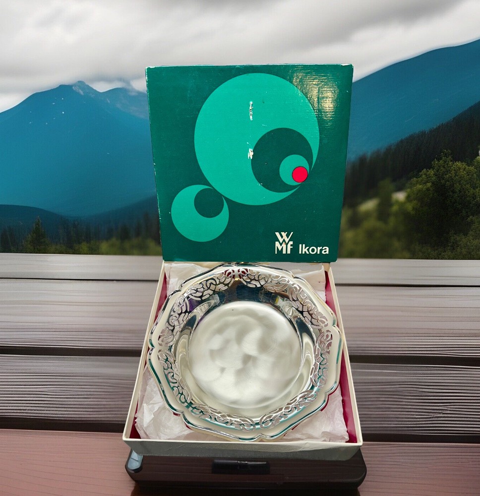 73’ Vtg Silver Plate 6” WMF IKORA German Footed Candy / Trinket Dish Germany