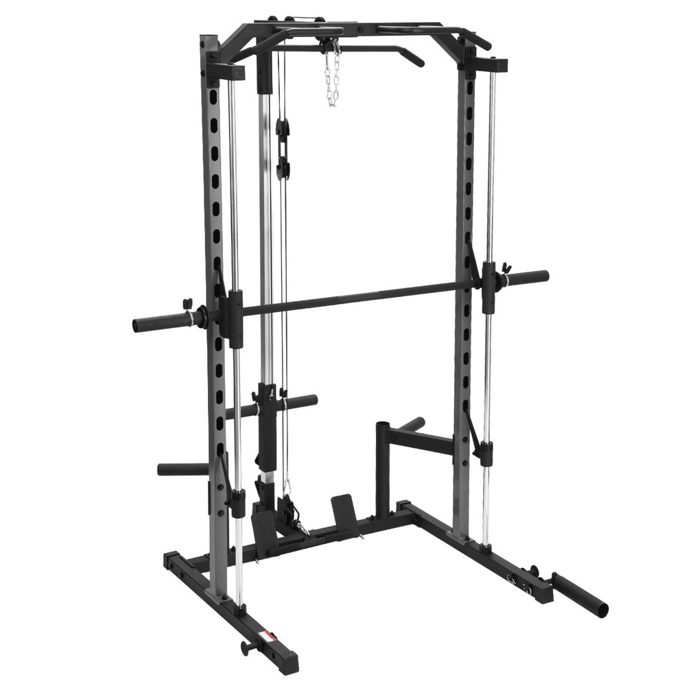 Smith Machine Multi-Function Power Cage Rack with LAT-Pull Down System Home Gym