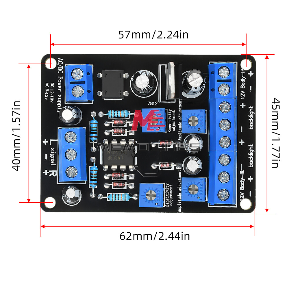 AC9-12V DC12-18V Pre-amplifier VU Level Meter Driver Board DB Level Meter Driver