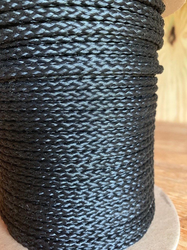 3/16” x 2100 ft. Hollow Braid Polypropylene Rope. Black. Tight Braid