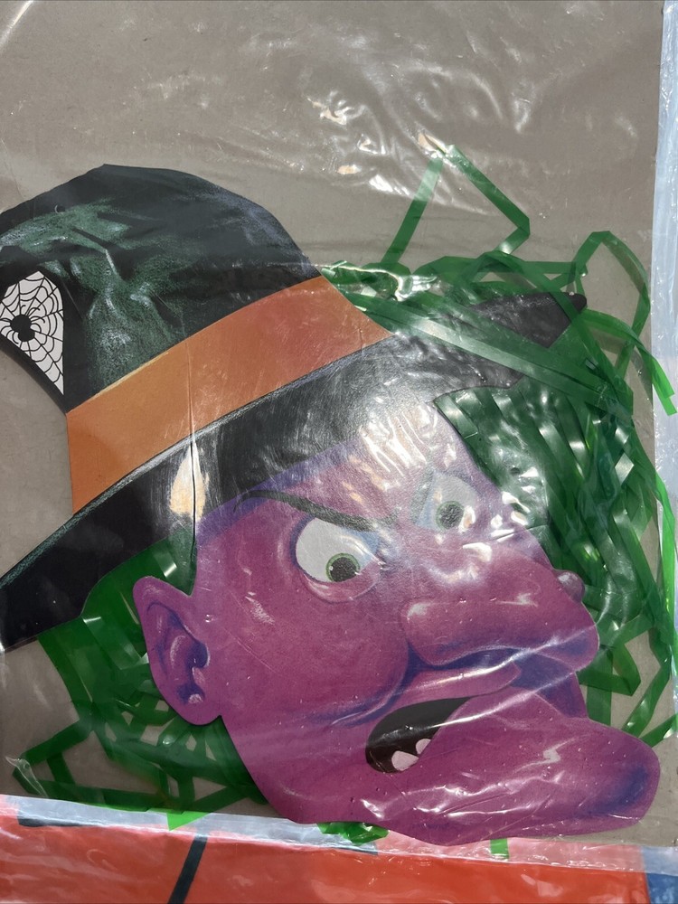 Halloween Decorations Vtg New Ghost Gathering Which Streamer Clings cobweb