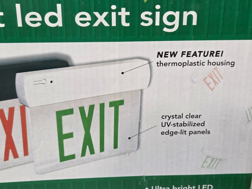 All-Pro EXIT SIGN Green Only LED Light Open Box