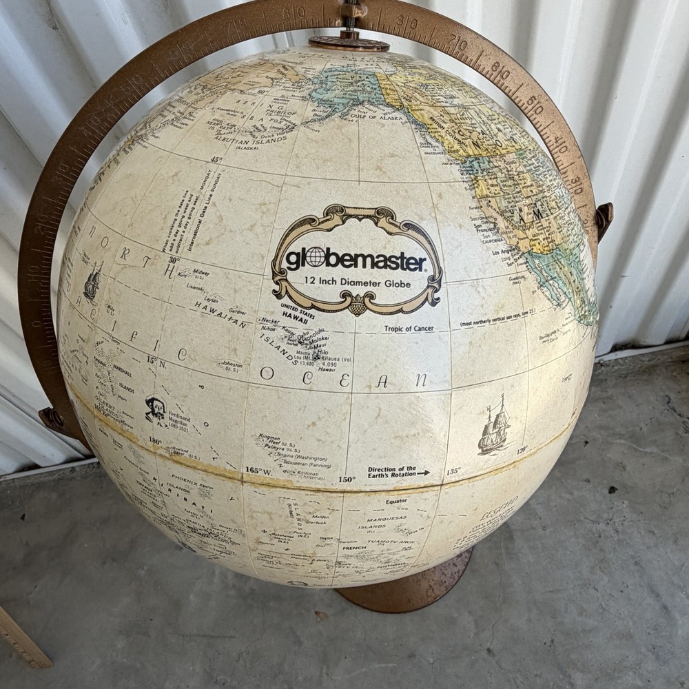 Vintage Globemaster Replogle 12” Globe W/ Stand Floor Globe