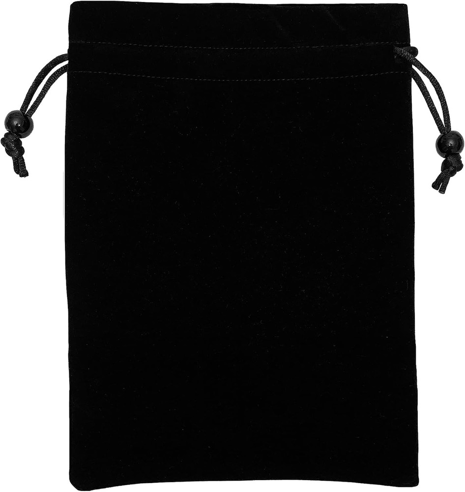 Large Black Velvet Drawstring Pouch, Red Lining Inside, 9 x 11.4...