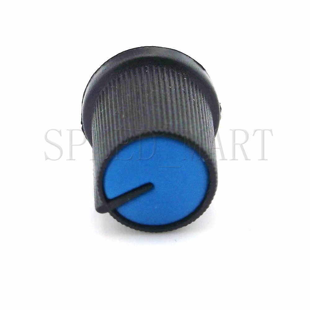 Black Knob Blue Face Rotary Switch Potentiometer Volume Pointer Hole 6mm