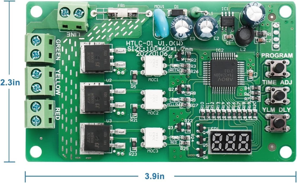 1pc 3 Channel Traffic Light Controller Sequencer 85V-265V Digital Display