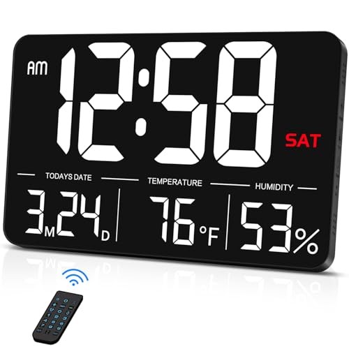 Digital Clock,13" Large Display Digital Wall Clock, Adjustable Brightness Cal...