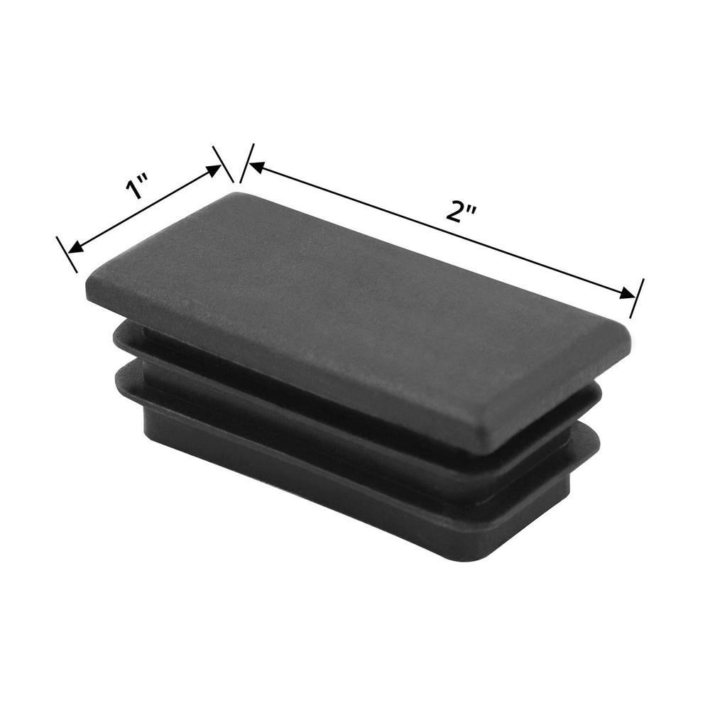 QWORK 10 PCS 1" X 2" Rectangle Black Plastic Plug End Cap 2.5 X 5cm,