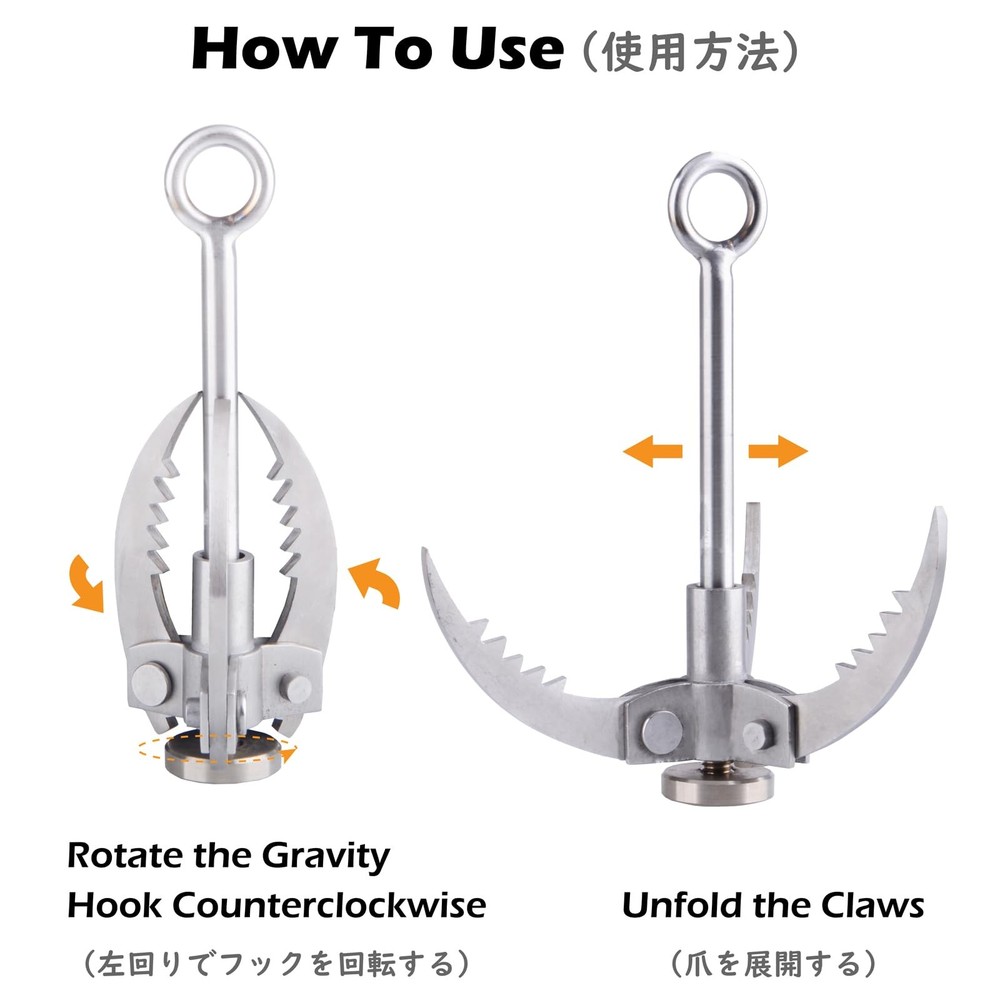 TRIWONDER Grappling Hook Gravity Rock Climbing Hooks Folding Claws Stainless ...