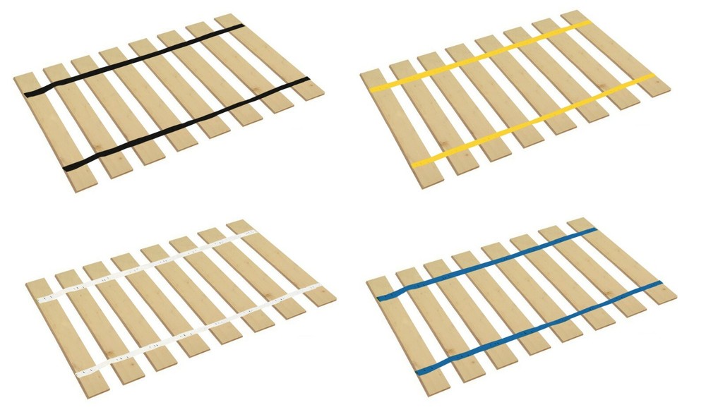 Bed Slats Full Size with Colored Straps Custom Mattress Platform Support Boards