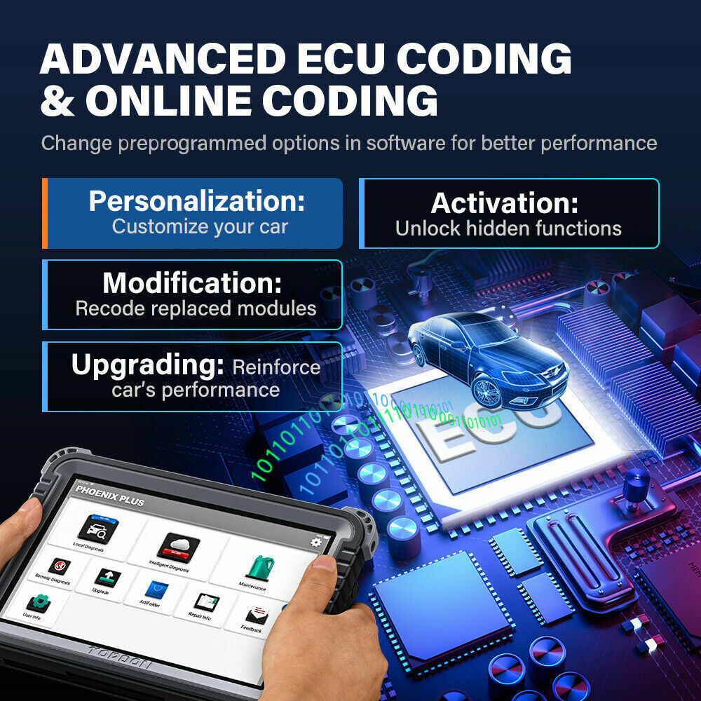 TOPDON Phoenix Plus Bidirectional OBD2 Scanner Diagnostic Tool ECU Coding