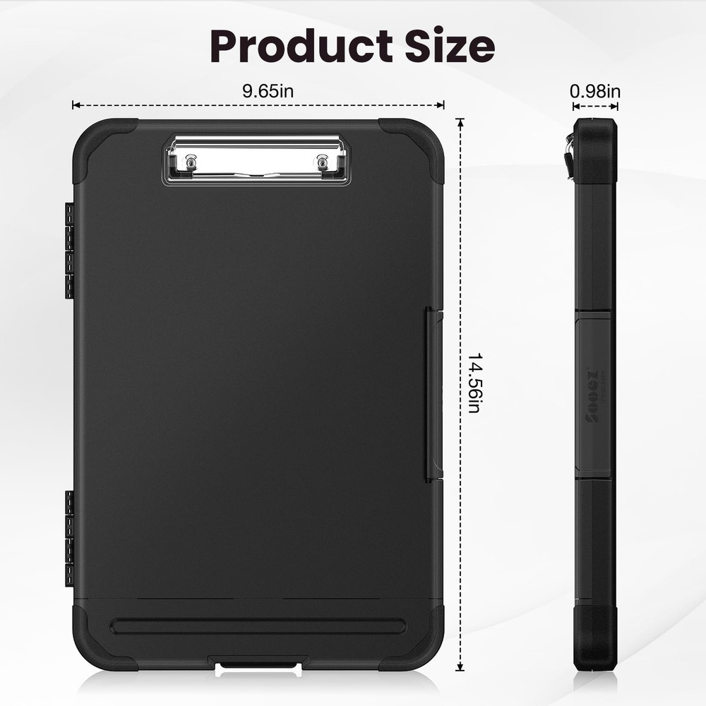 Reinforced Clipboard with Storage, Inner Plastic Folder Attached, Heavy Duty ...