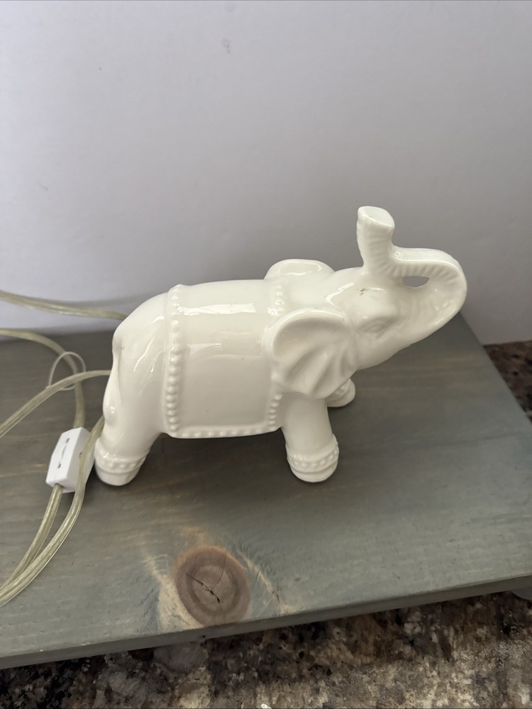 White Ceramic Elephant Night Light Tested Works