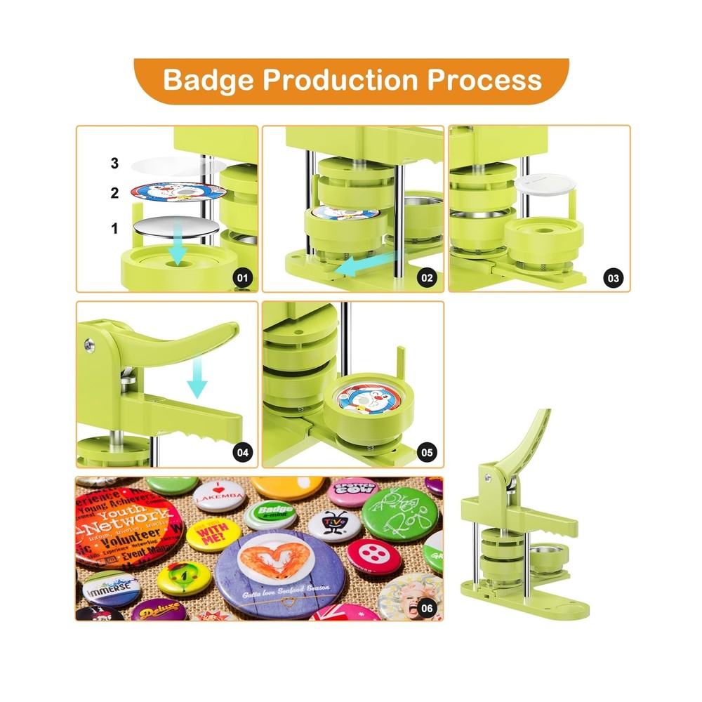 Button Maker Machine Multiple Sizes 330 Sets, Pin Maker 1''+1.25''+2.25'' But...