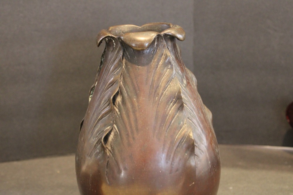 VINTAGE JAPAN BRONZEN VASE 8"