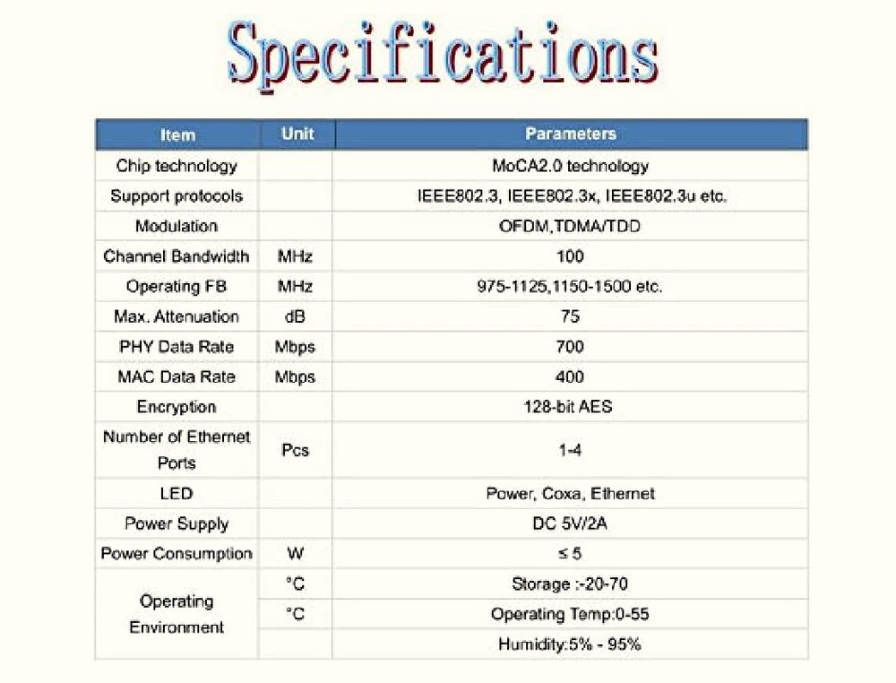 MoCA 2.0 Ethernet to Coax Adapter