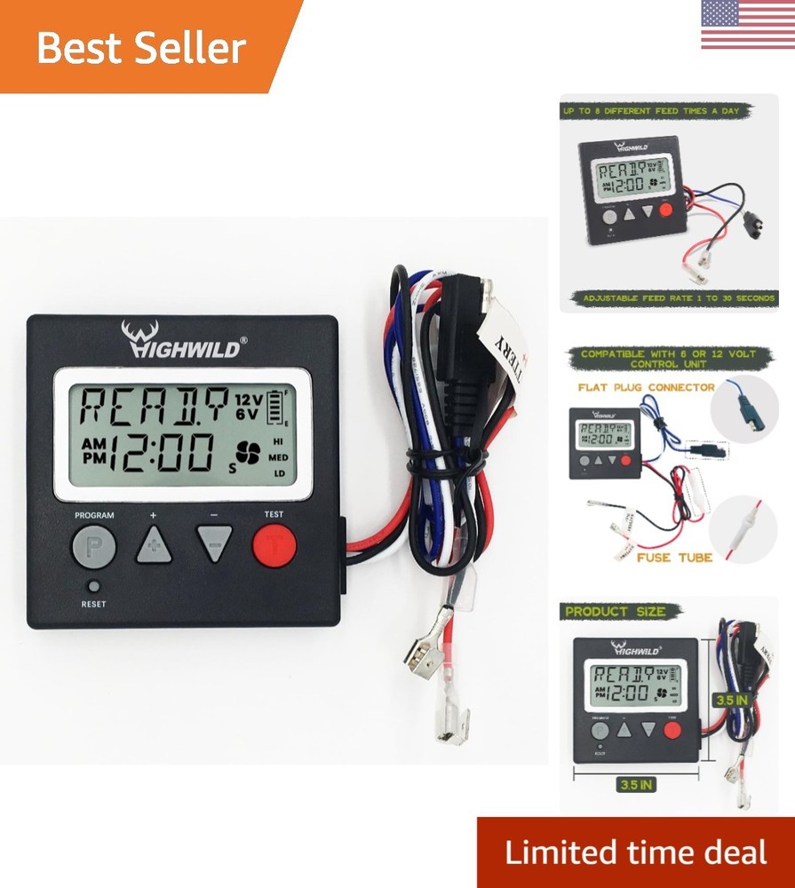 6V/12V Universal Digital Timer for Deer Feeders - Customizable Feeding Control