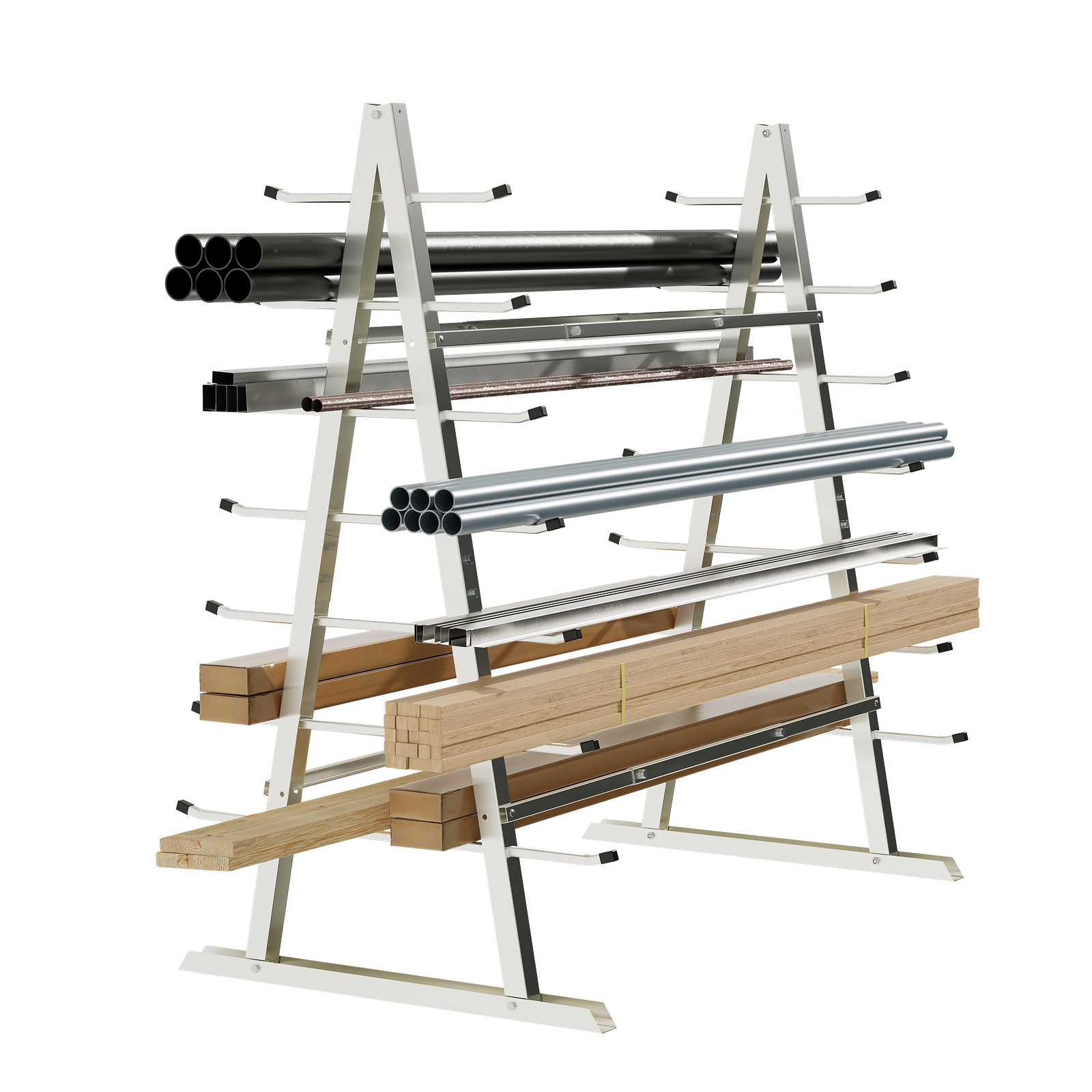 Heavy Duty Steel Horizontal Storage Rack with 7-Tier For Lumber/Pipe Organizer