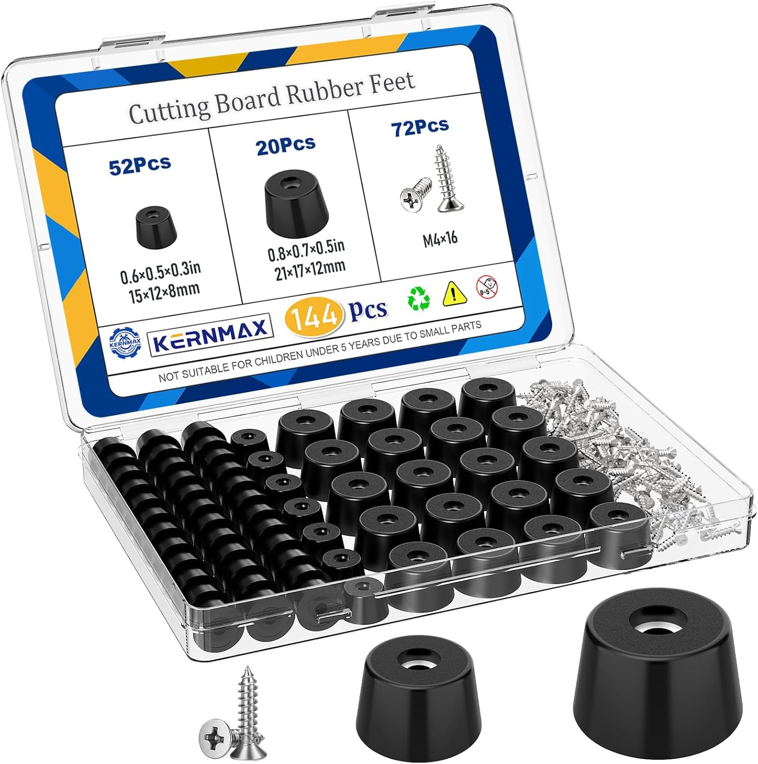 144Pcs Rubber Feet for Cutting Board, Non-Slip Cutting Board Feet with 304 Stain