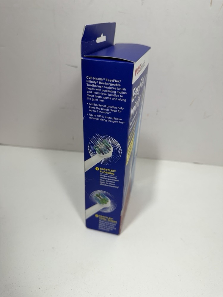 CVS Easy Flex Infinity Rechargeable Toothbrush With 2 EasyFlex Brush Heads New