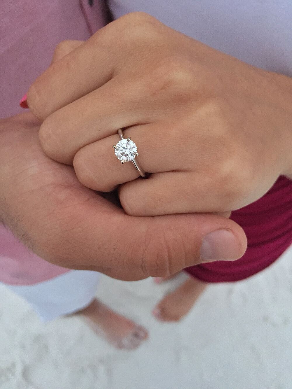 2.00 CT Round Cut VVS1/D GRA Moissanite Engagement Ring 14k White Gold Size 7