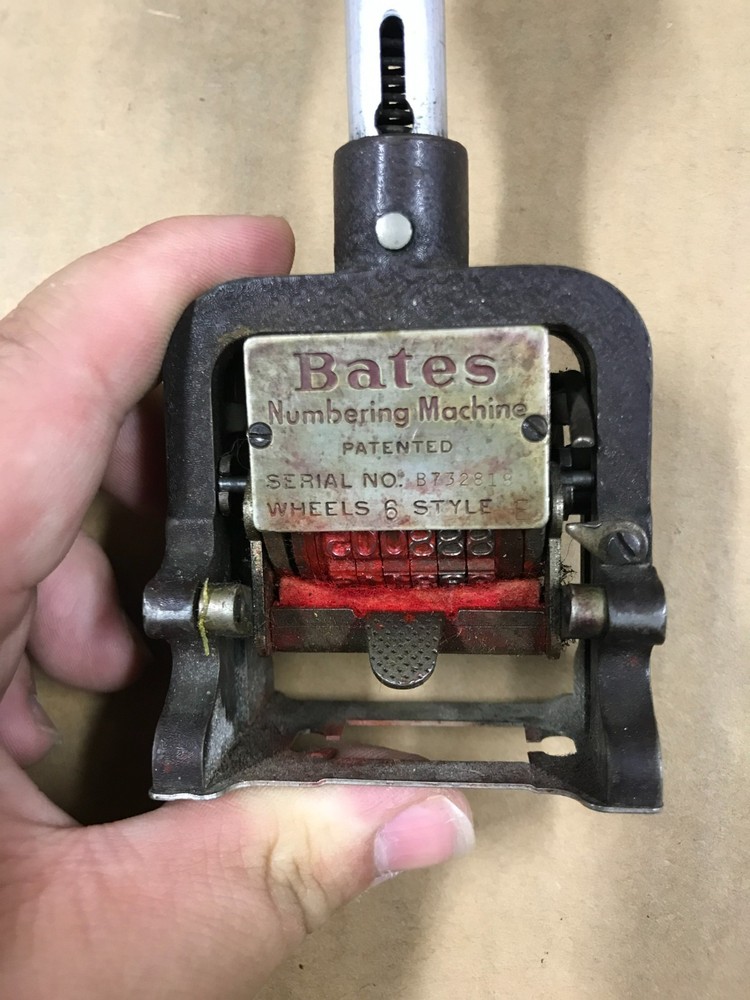 Vintage Bates 6-Wheel Style E- Numbering Machine