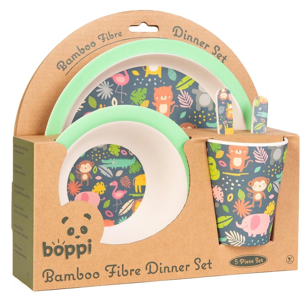 Boppi: Bamboo Dinnerware 5-Piece Set - Jungle Set 2