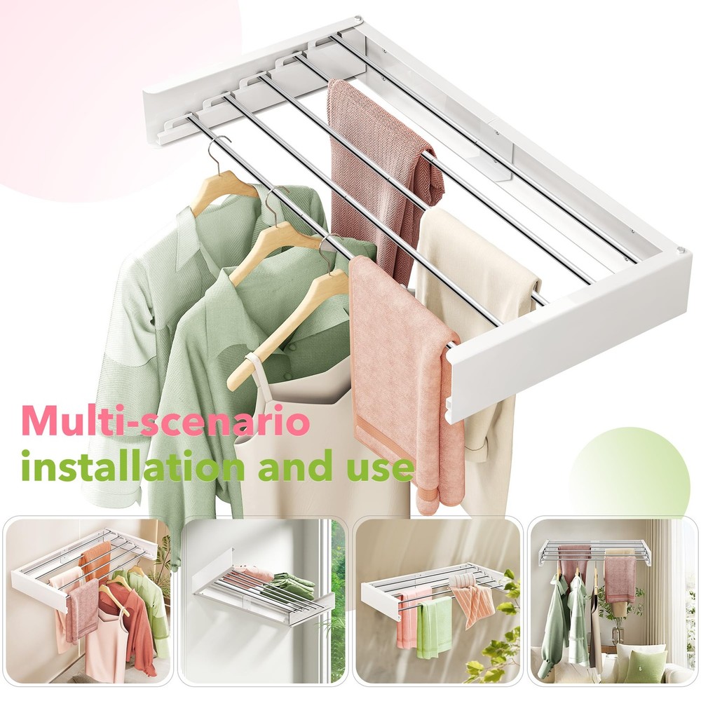 Wall Mounted Clothes Drying Rack 32 inches,Foldbale Laundry Drying Rack Wall ...