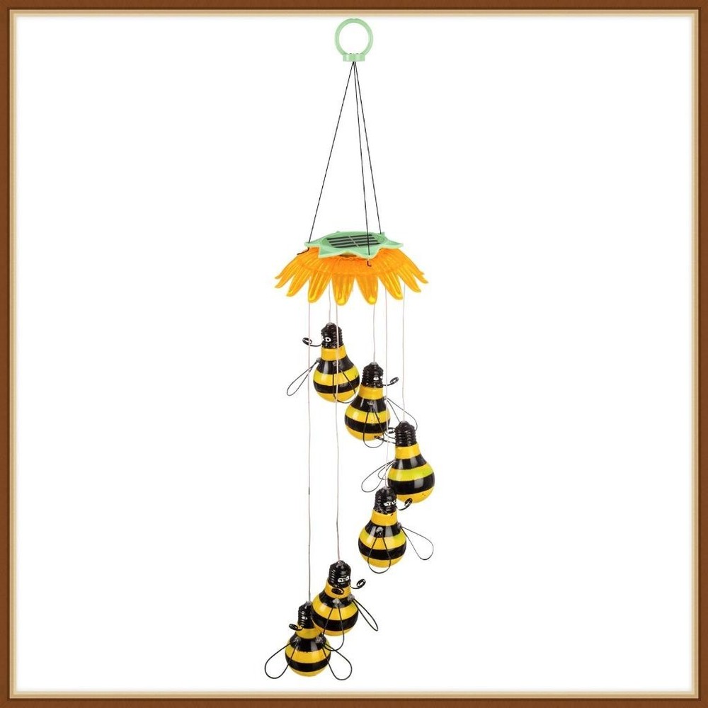 EVERGREEN SOLAR POWERED MOBILE * CASCADING BUMBLE BEE LIGHTBULB * COLOR CHANGING