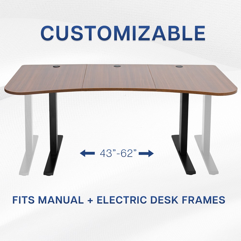 VIVO Dark Walnut 63" x 32" Table Top for Adjustable Standing Desk Frames