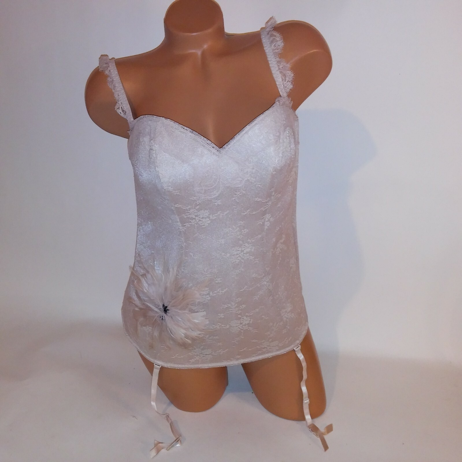 Fredericks of Hollywood Lingerie Bustier Corset Large Cream Lace Boned Lace Up