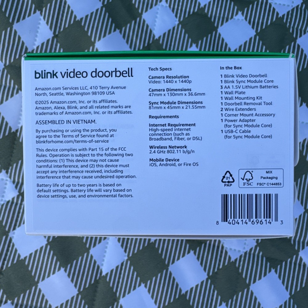 Blink Video Doorbell Battery Operated W Sync Module Core