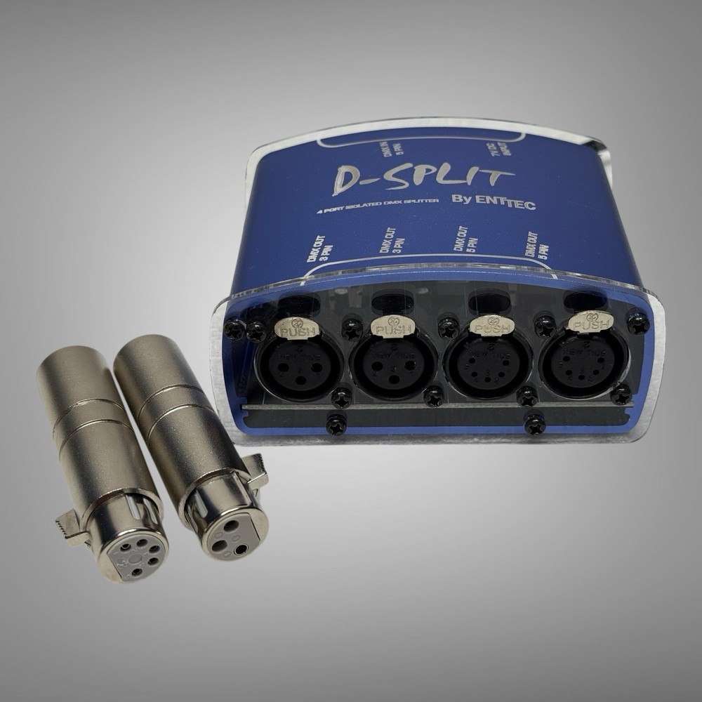 ENTTEC D-Split 4 Port Isolated DMX Splitter w Adapters Lighting Control