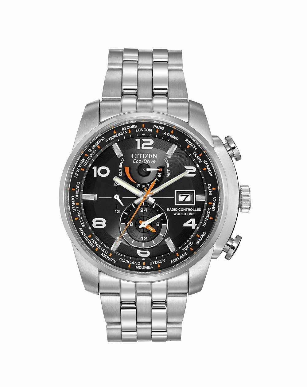 Citizen AT9010-52E Men's EcoDrive World Time A-T Black Dial 43 mm Watch MSRP$675
