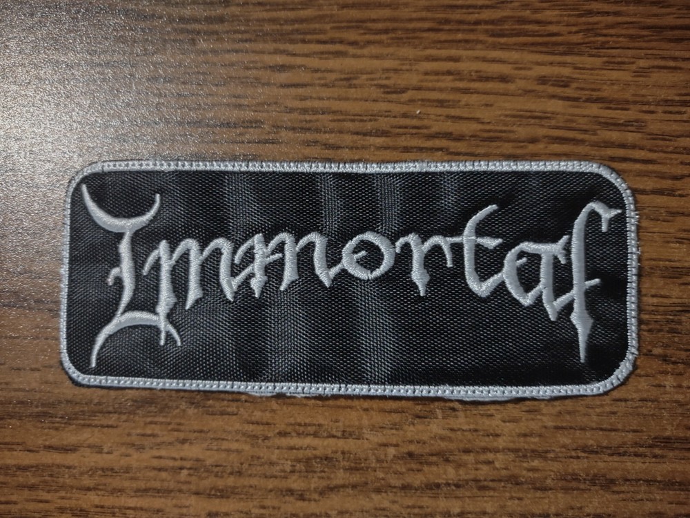 IMMORTAL,SEW ON WHITE WITH WHITE BORDER EMBROIDERED PATCH