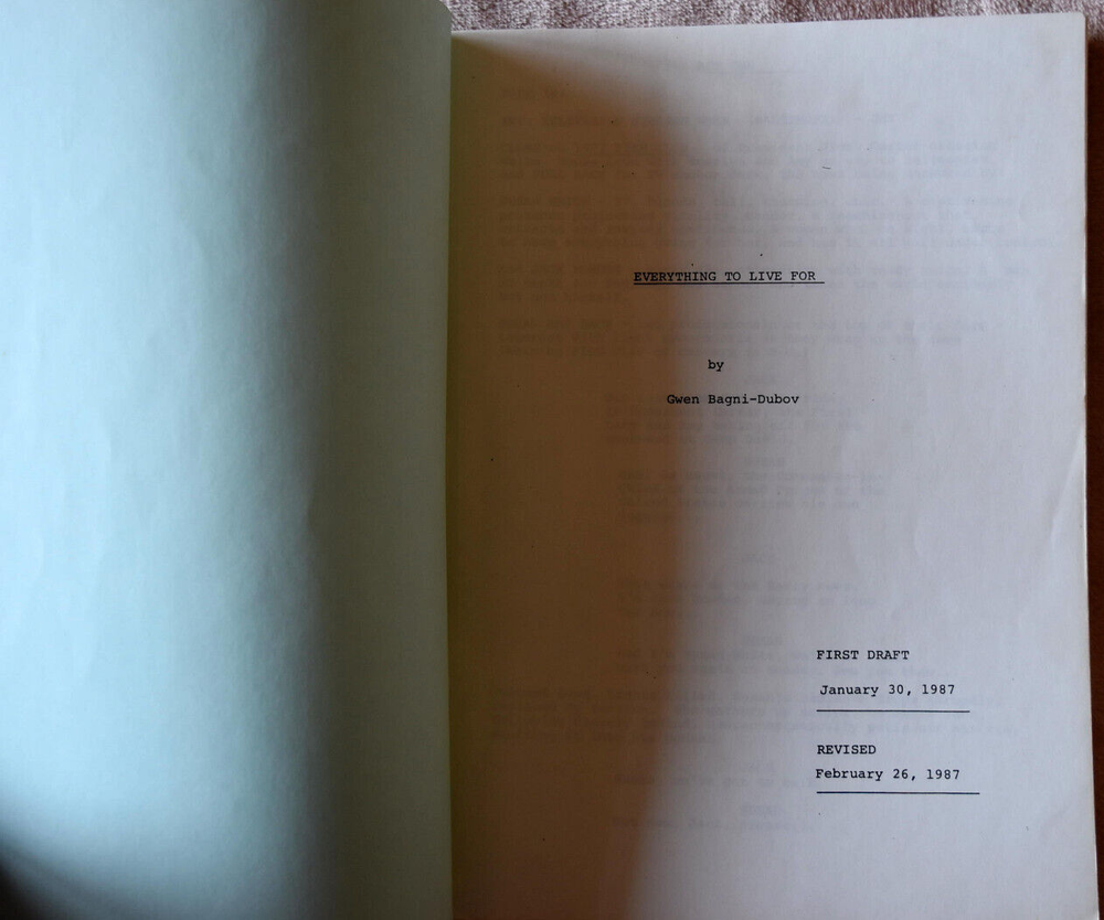 1987 "Everything to Live For" Original Screenplay Script Gwen Bagni-Dubov