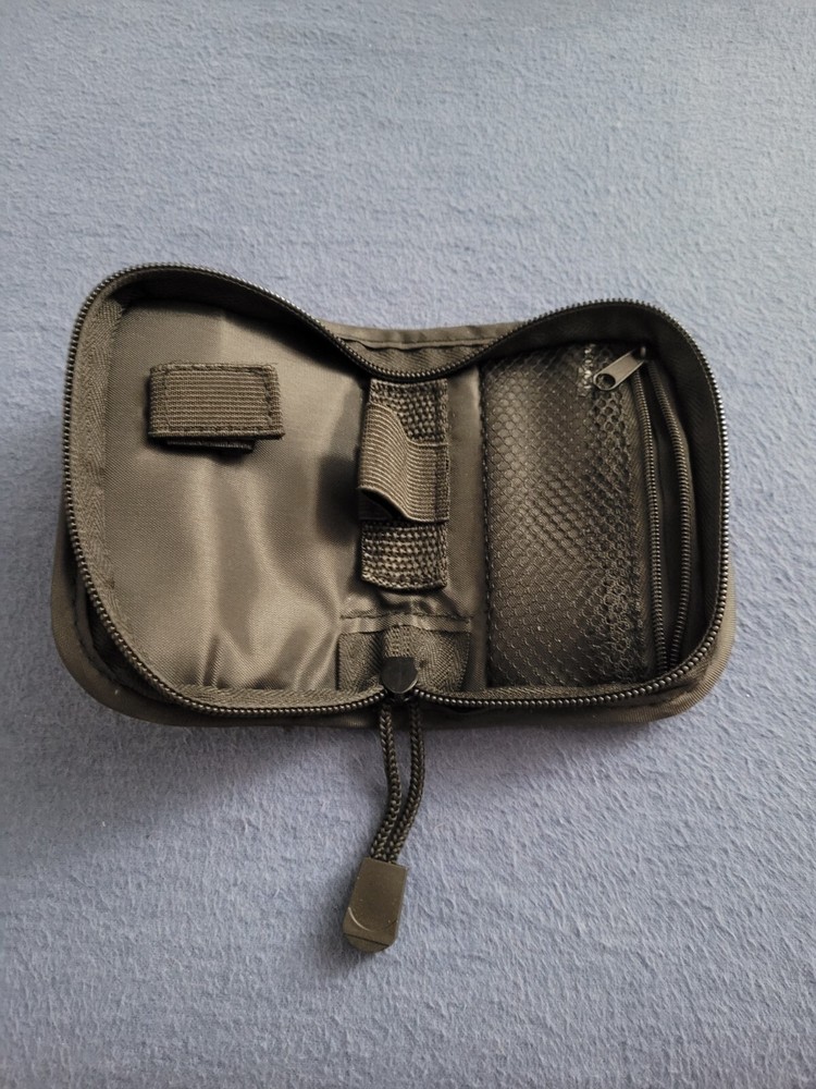 Black Soft Shell Zippered Headphone Case w/Loops Zippered Compartment Accessory